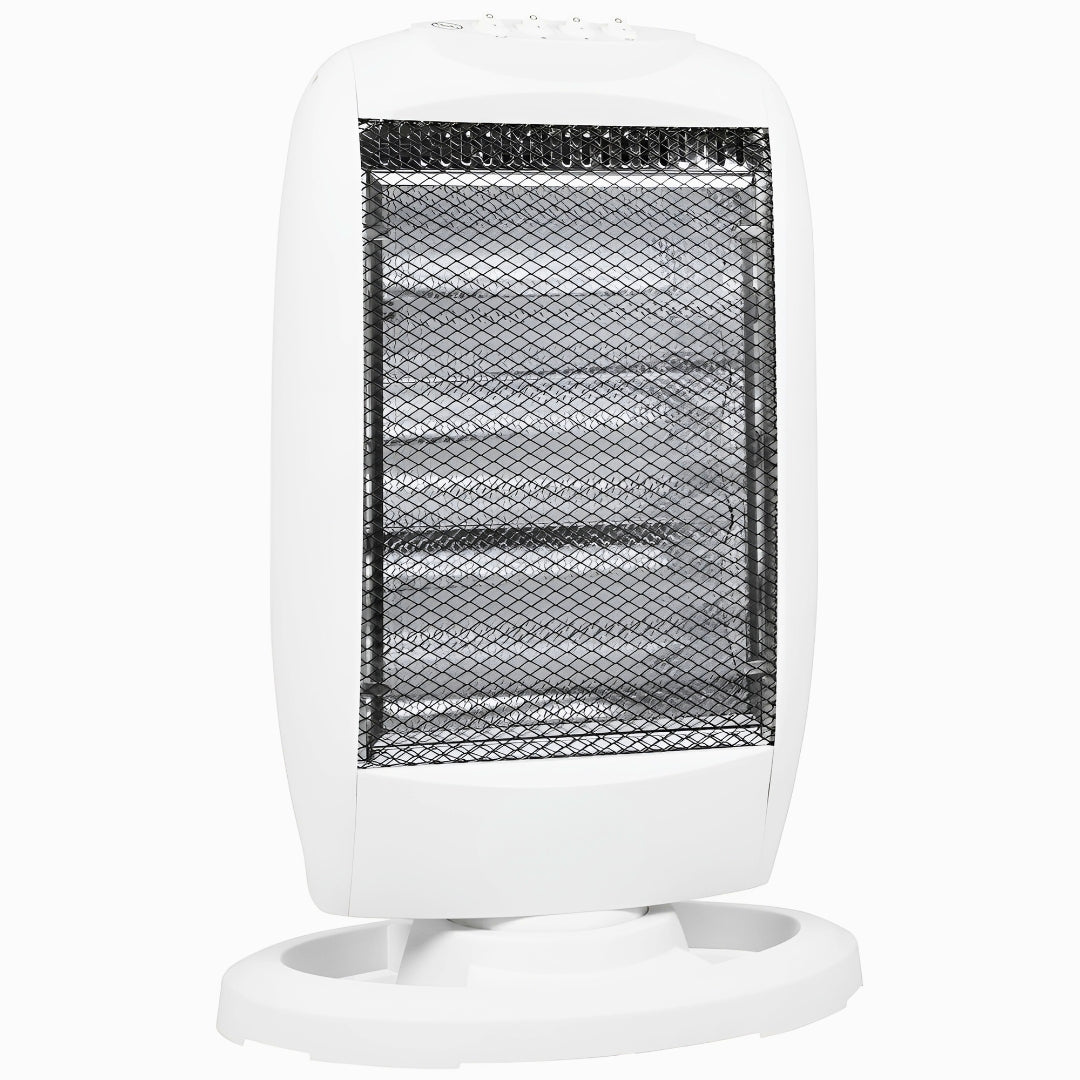 Stufa Alogena Basso Consumo Oscillante 1200W 3 Potenze 400/800/1200w Protezione Surriscaldamento e Ribaltamento
