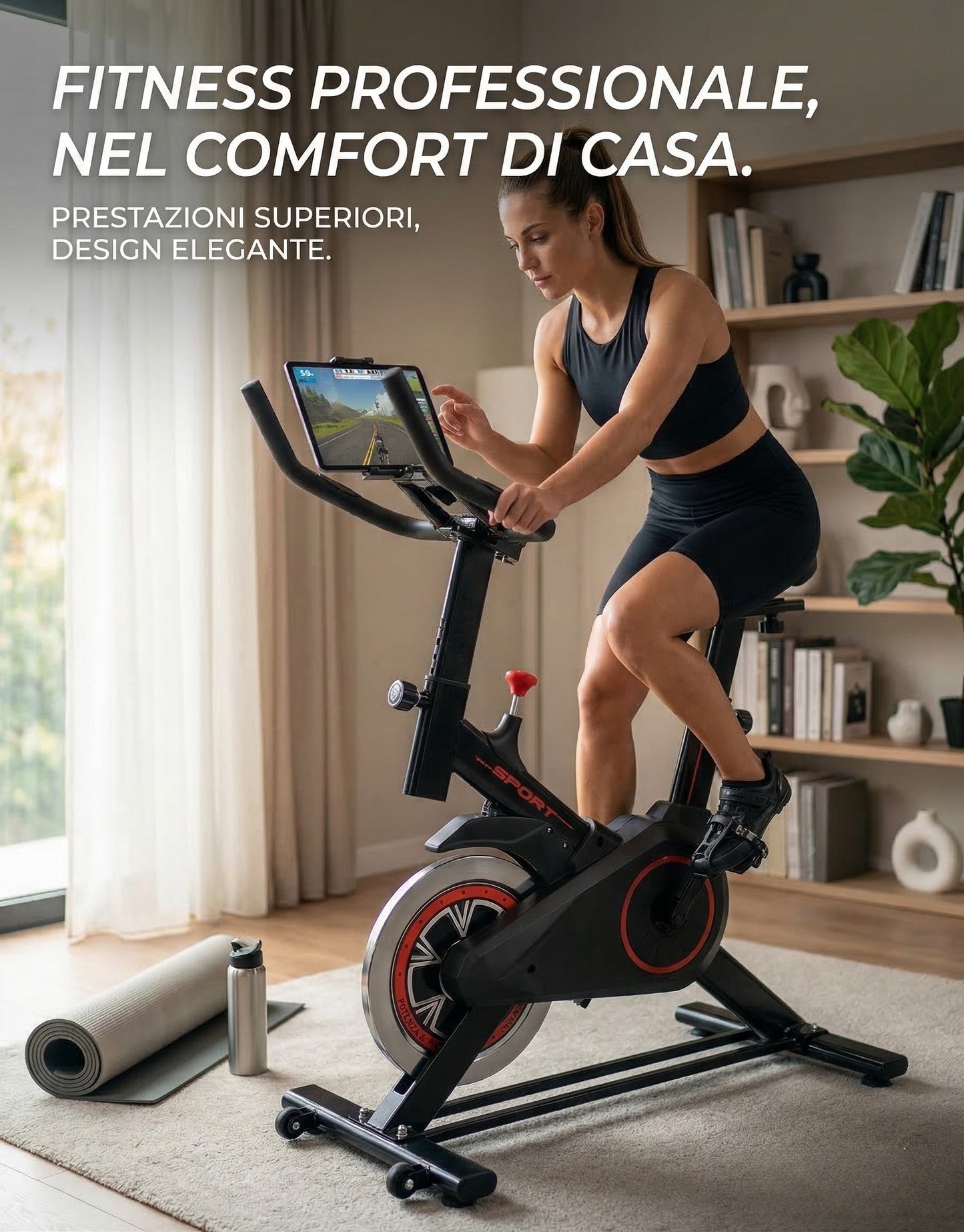 Cyclette da Casa Indoor Bike con Volano da 4kg, Cardiofrequenzimetro e Display LCD - Regolabile, Portata 150kg