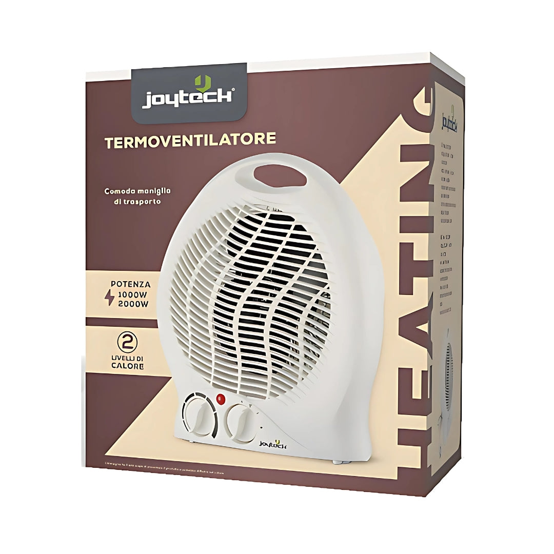 Termoventilatore Elettrico 2000W 3 Modalità Aria Fredda/Tiepida/Calda, Protezione Surriscaldamento, Maniglia Trasporto