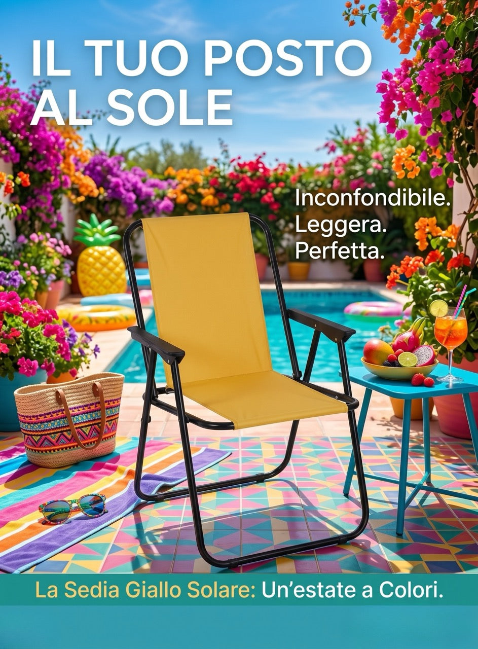 Sedia Relax Pieghevole in Acciaio e Poliestere - Da Esterno e Campeggio