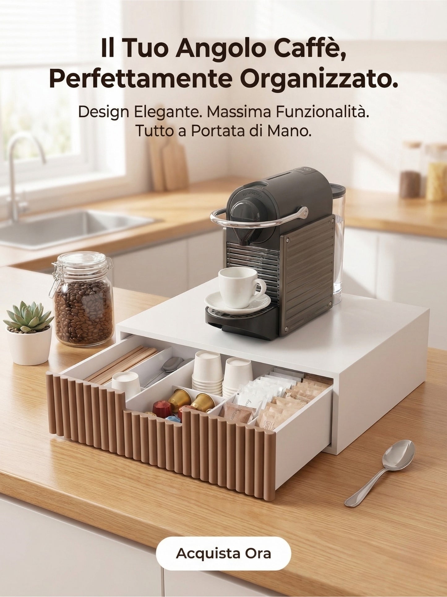 Portacialde da Tavolo Salvaspazio per Capsule Caffè (30x30x10 cm)