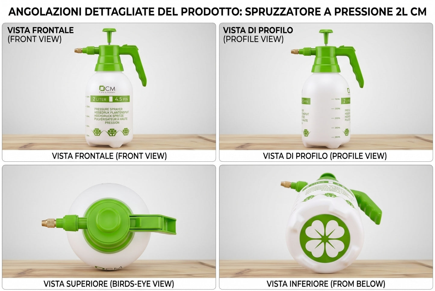 Nebulizzatore a Pressione Manuale con Ugello Regolabile per Piante e Giardino
