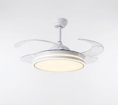Ventilatore da Soffitto 108 cm con Pale a Scomparsa, Luce LED Dimmerabile e Telecomando - Bianco