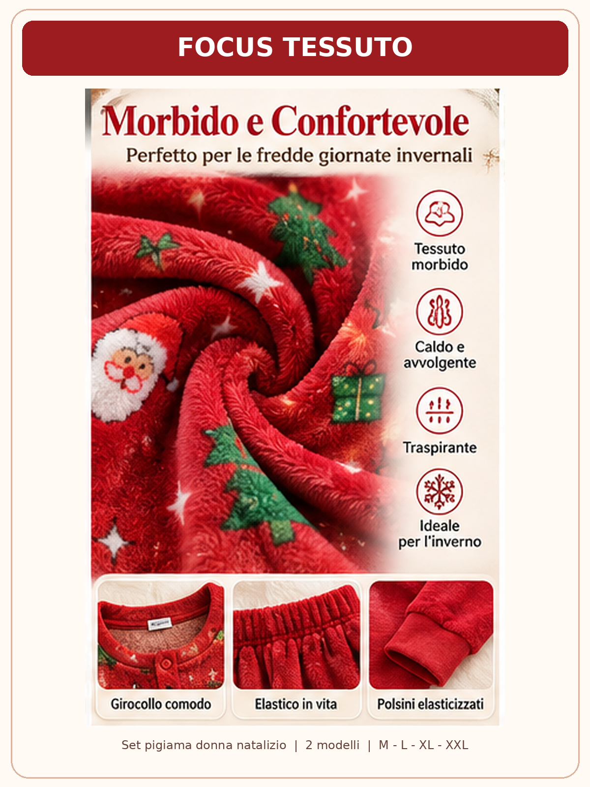 Set Regalo Pigiama Donna Invernale 5 Pezzi a Tema Natalizio - 2 Modelli, Taglie M-XXL 05