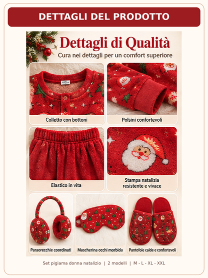 Set Regalo Pigiama Donna Invernale 5 Pezzi a Tema Natalizio - 2 Modelli, Taglie M-XXL 05