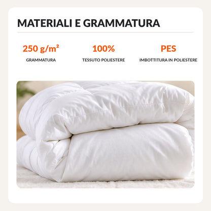Piumino Invernale Singolo Pesante 250 GSM | Trapunta Letto 150x200 cm in Soffice Poliestere | Massimo Calore e Comfort per la Notte