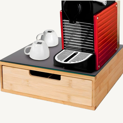 Porta Cialde in Bambù con Cassetto – Organizer Elegante per Cialde, Capsule e Tisane