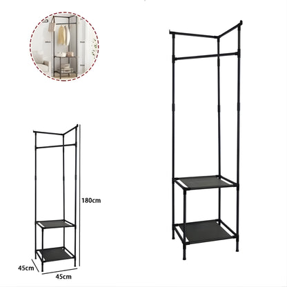 Appendiabiti Guardaroba in Metallo 180 cm con Ripiani – Stand Porta Abiti Salvaspazio, Stabile e Facile da Montare – Ideale per Camera, Ingresso, Cabina Armadio