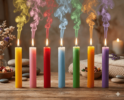 Set Candele Profumate Colorate 18cm - Cera Premium Aromaterapia. 7 Fragranze: Oceano, Fragola, Limone, Lavanda, Arancia, Rosa, Mela Verde. Candele a Colonna Lunga Durata Senza Fumo. Decorazione Casa, Spa e Regalo.