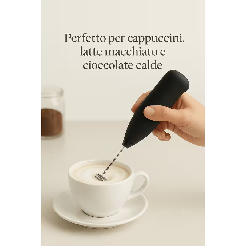 1pz Frullatore Elettrico Potente per Latte, Mini Frullatore Manuale Portatile, Miscelatore Rapido per Bevande, Alimentato a Batteria, SCHIUMA IN SECONDI, Utensili da Mescolamento, Adatto per Caffè, Cappuccino, Cioccolata Calda al Vero, Facile da Pulire