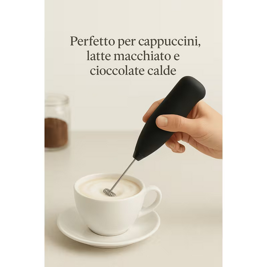 1pz Frullatore Elettrico Potente per Latte, Mini Frullatore Manuale Portatile, Miscelatore Rapido per Bevande, Alimentato a Batteria, SCHIUMA IN SECONDI, Utensili da Mescolamento, Adatto per Caffè, Cappuccino, Cioccolata Calda al Vero, Facile da Pulire