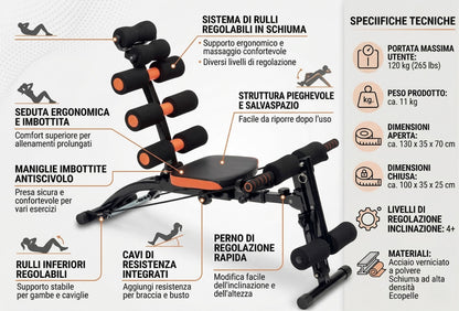 Panca Fitness Multifunzione 22-in-1  per Allenamento Total Body a Casa