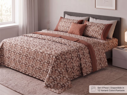 Completo Letto Matrimoniale in Misto Cotone - Set 4 Pezzi