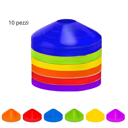 Set 10 Cinesini da Allenamento 20 cm Multicolore – Coni Sportivi per Calcio, Fitness, Agility Training, Coordinazione e Allenamento Funzionale – Accessori Sportivi per Palestra e Outdoor