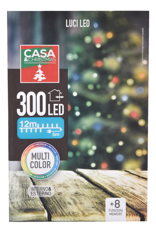 LUCI DI NATALE A LED 300LED MULTICOLOR INTERNO ESTERNO IP44 8 GIOCHI DI LUCI CON MEMORIA