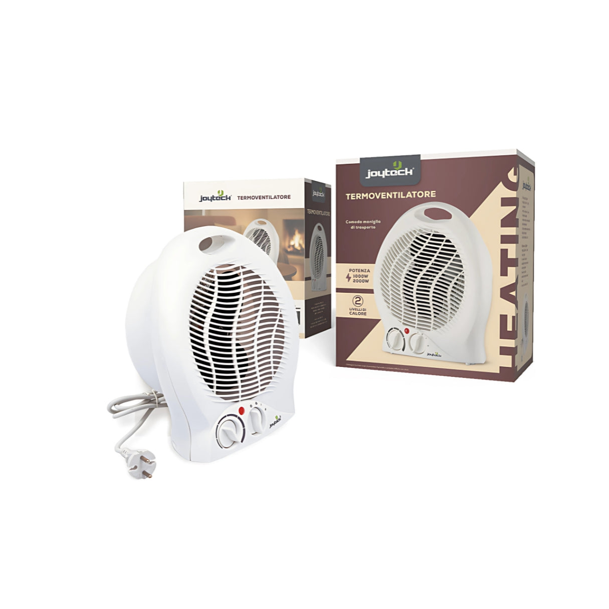 Termoventilatore Elettrico 2000W 3 Modalità Aria Fredda/Tiepida/Calda, Protezione Surriscaldamento, Maniglia Trasporto