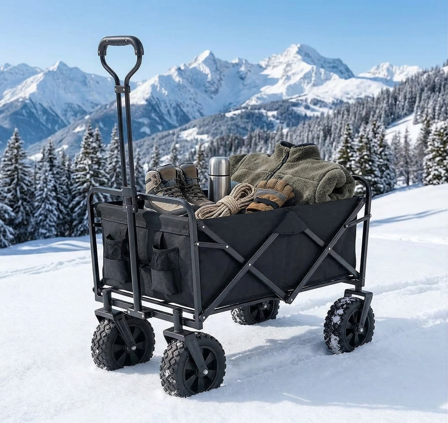 Carrello Portatutto Pieghevole – Portata 65kg, 96L – Nero