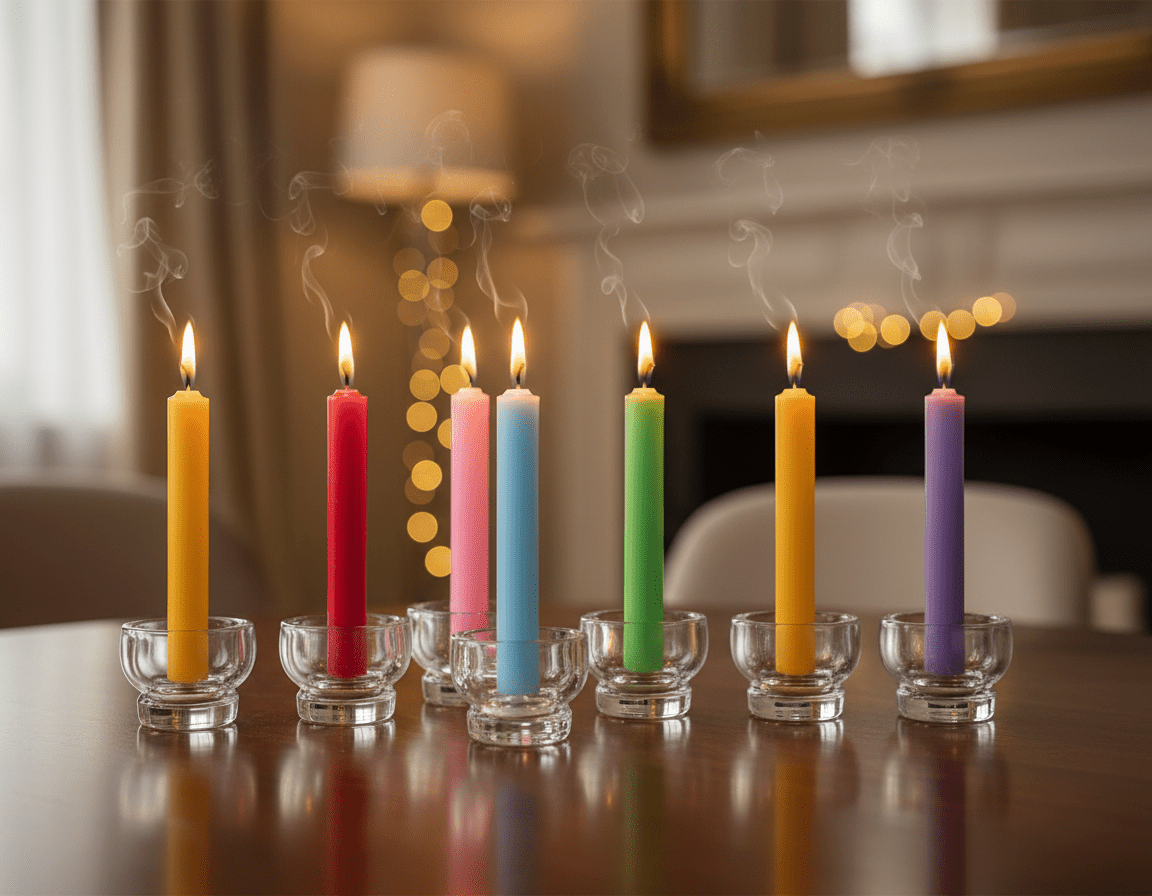 Set Candele Profumate Colorate 18cm - Cera Premium Aromaterapia. 7 Fragranze: Oceano, Fragola, Limone, Lavanda, Arancia, Rosa, Mela Verde. Candele a Colonna Lunga Durata Senza Fumo. Decorazione Casa, Spa e Regalo.