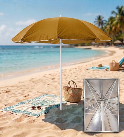 Ombrellone da Spiaggia Ø 170 cm - Interno Silver Anti-UV con 8 Stecche Rinforzate