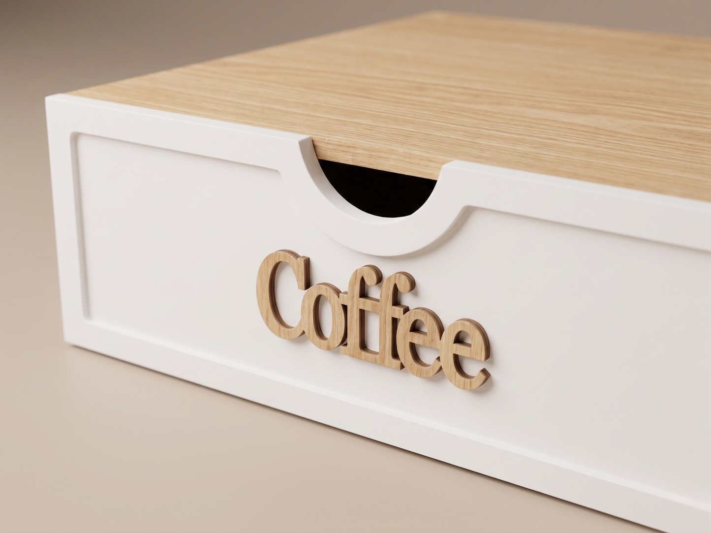 Cassetto Porta Cialde e Capsule in Legno con 3 Scomparti - Base per Macchina da Caffè (30x30x10 cm)