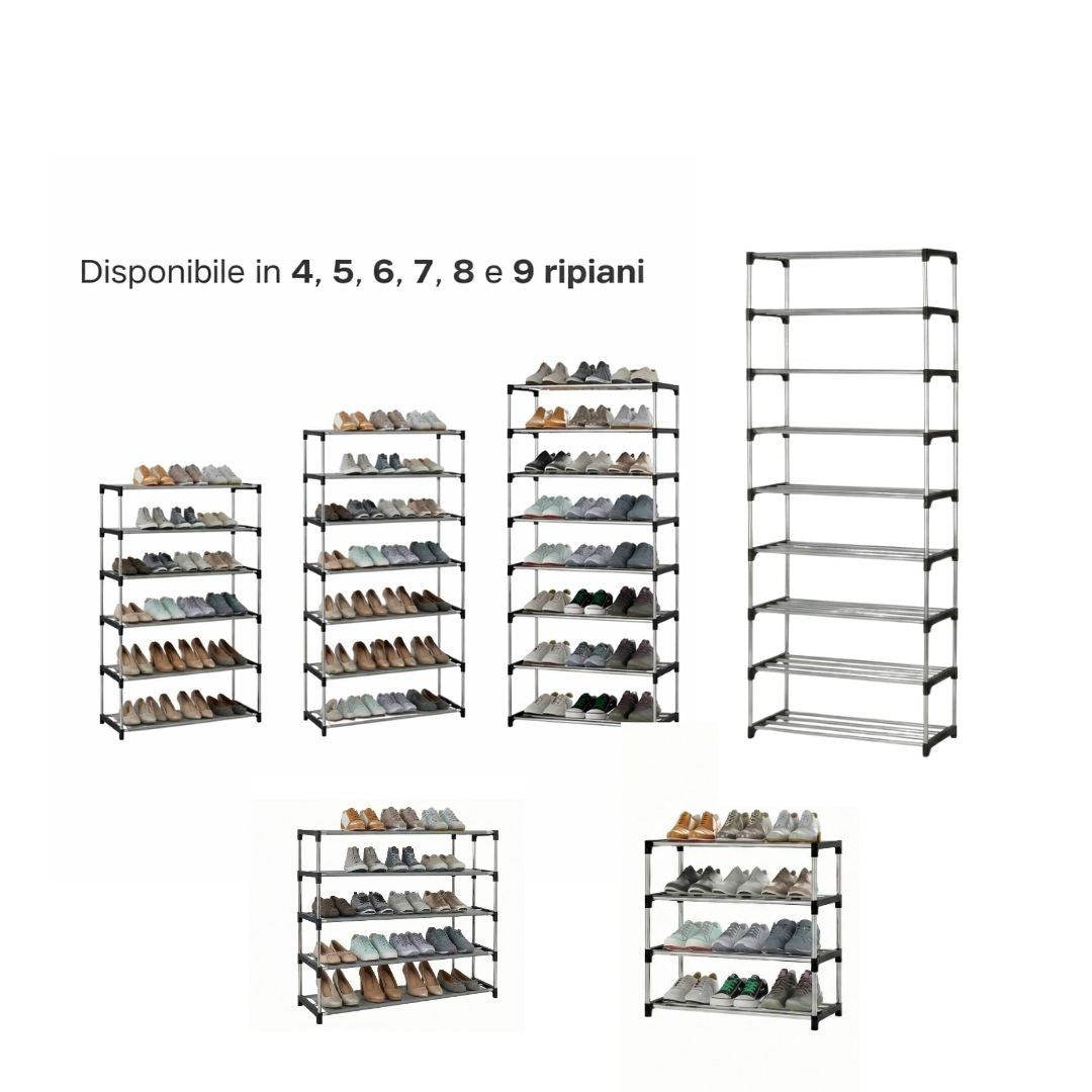Scarpiera Modulare in Metallo Salvaspazio (4-9 Ripiani)