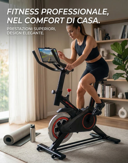 Cyclette da Casa Indoor Bike con Volano da 4kg, Cardiofrequenzimetro e Display LCD - Regolabile, Portata 150kg
