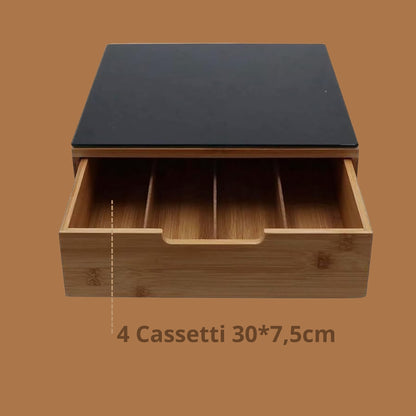 Porta Cialde in Bambù con Cassetto – Organizer Elegante per Cialde, Capsule e Tisane