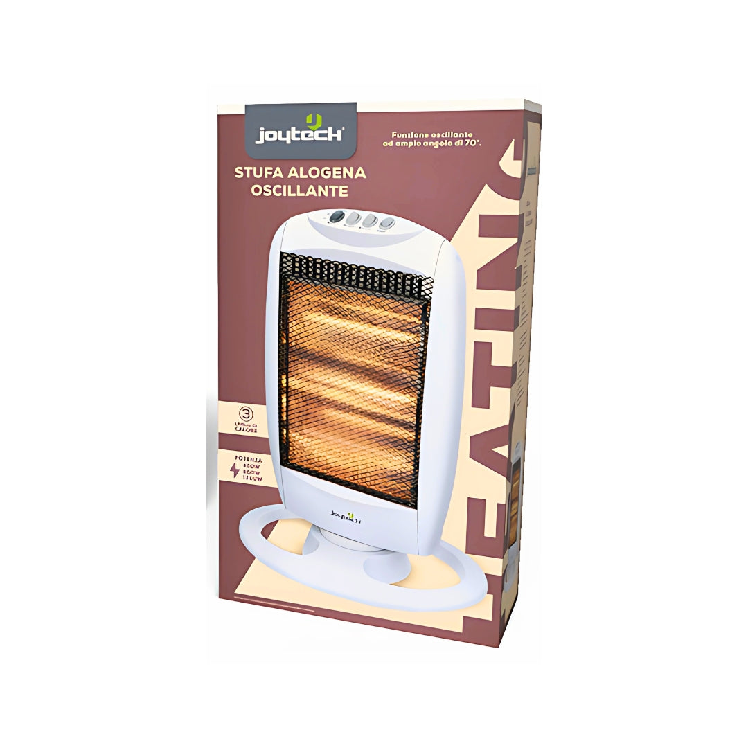 Stufa Alogena Basso Consumo Oscillante 1200W 3 Potenze 400/800/1200w Protezione Surriscaldamento e Ribaltamento