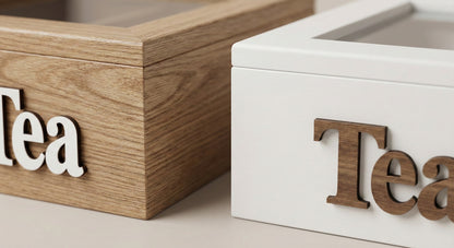 scatola Porta Tè in Legno a 3 Scomparti – Design Shabby Chic 24cm