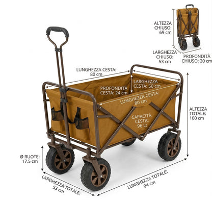 Carrello Portatutto Pieghevole – Portata 65kg, 96L – sabbia