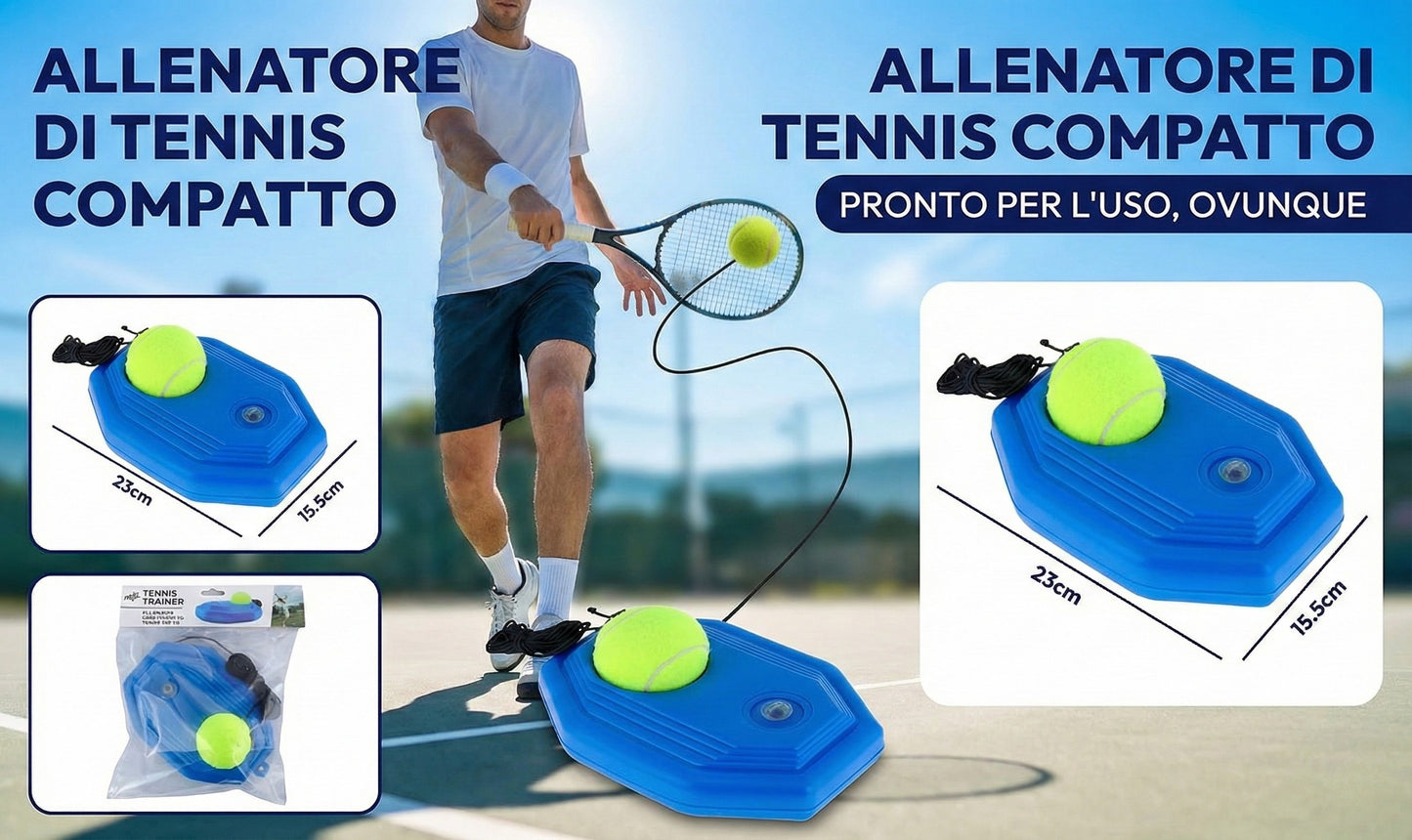Set Allenamento Tennis Rebounder - Trainer Portatile con Pallina ed Elastico per Pratica in Solitaria