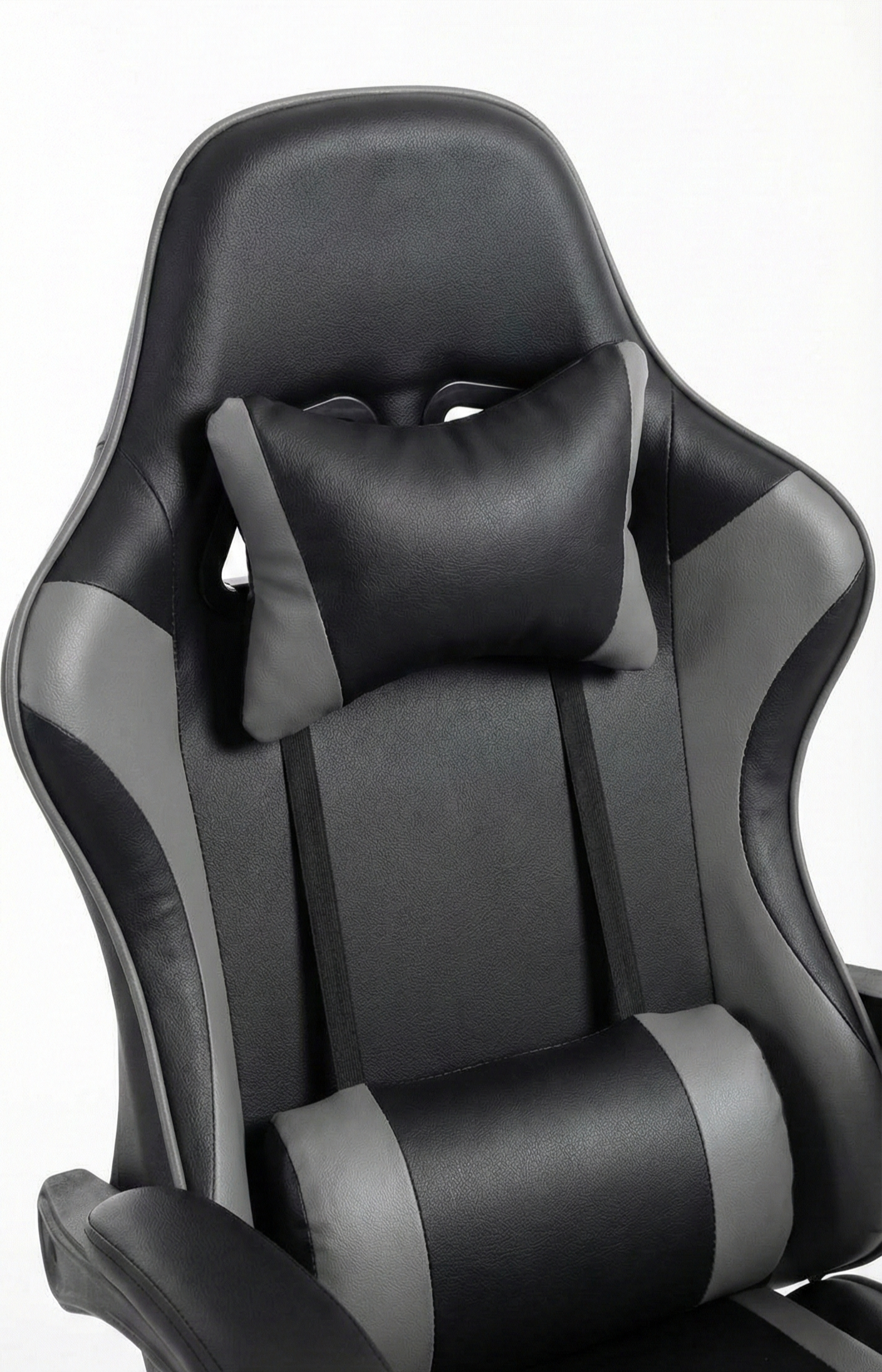 Sedia Gaming Ergonomica Sportiva Grigia e Nera – Poltrona Ufficio Girevole con Poggiatesta e Design Racing