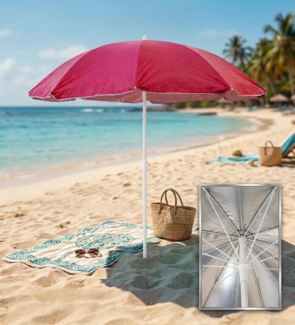 Ombrellone da Spiaggia Ø 170 cm - Interno Silver Anti-UV con 8 Stecche Rinforzate