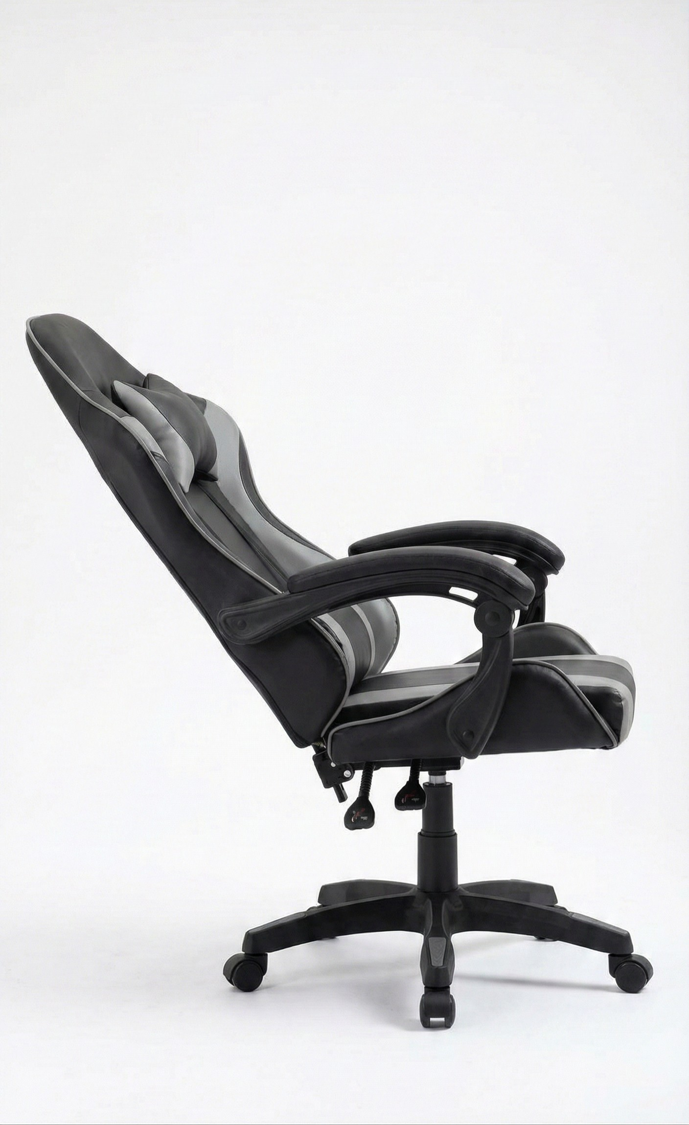 Sedia Gaming Ergonomica Sportiva Grigia e Nera – Poltrona Ufficio Girevole con Poggiatesta e Design Racing