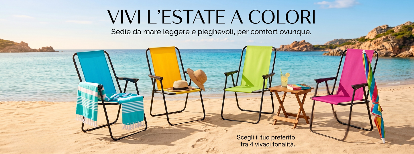 Sedia Relax Pieghevole in Acciaio e Poliestere - Da Esterno e Campeggio