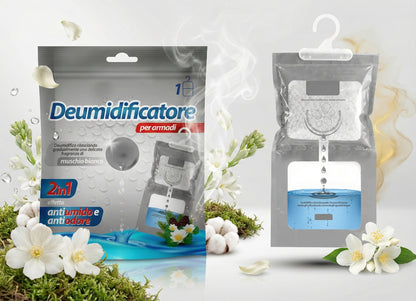 Set 6 Deumidificatore per Armadi da Appendere 2 in 1 Antiumido e Antiodore - 6 Fragranze
