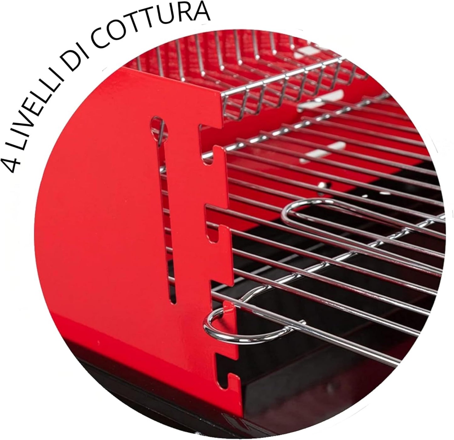 Barbecue a Carbonella Portatile BBQ con Ruote – Griglia in Metallo Resistente Rosso e Nero con Ripiano Laterale, Perfetto per Giardino, Terrazzo e Outdoor, 69 x 45 x 84 cm