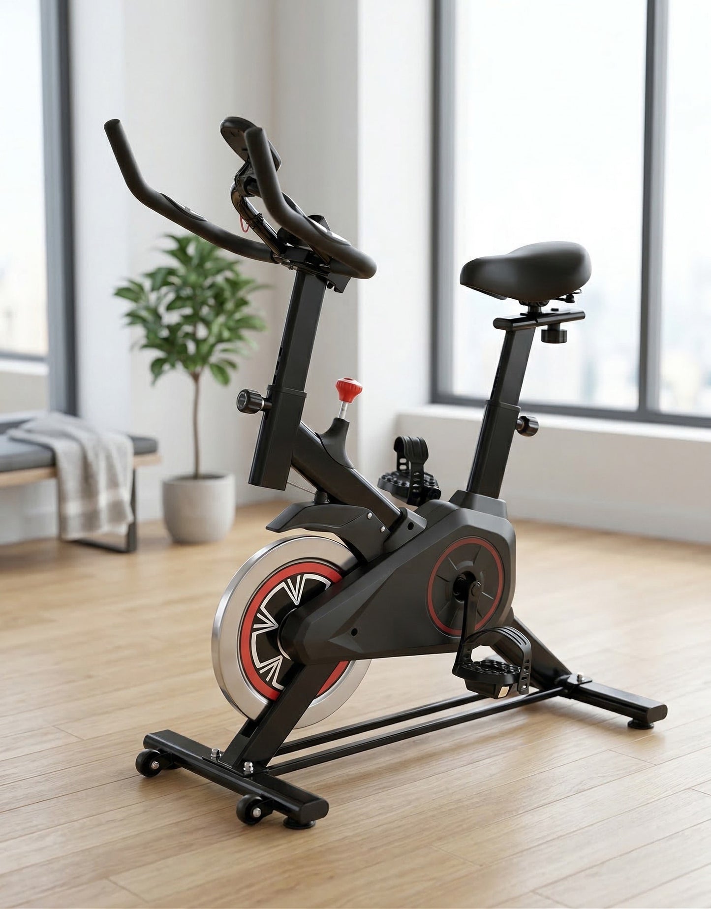 Cyclette da Casa Indoor Bike con Volano da 4kg, Cardiofrequenzimetro e Display LCD - Regolabile, Portata 150kg