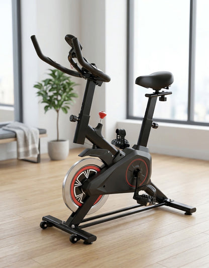 Cyclette da Casa Indoor Bike con Volano da 4kg, Cardiofrequenzimetro e Display LCD - Regolabile, Portata 150kg