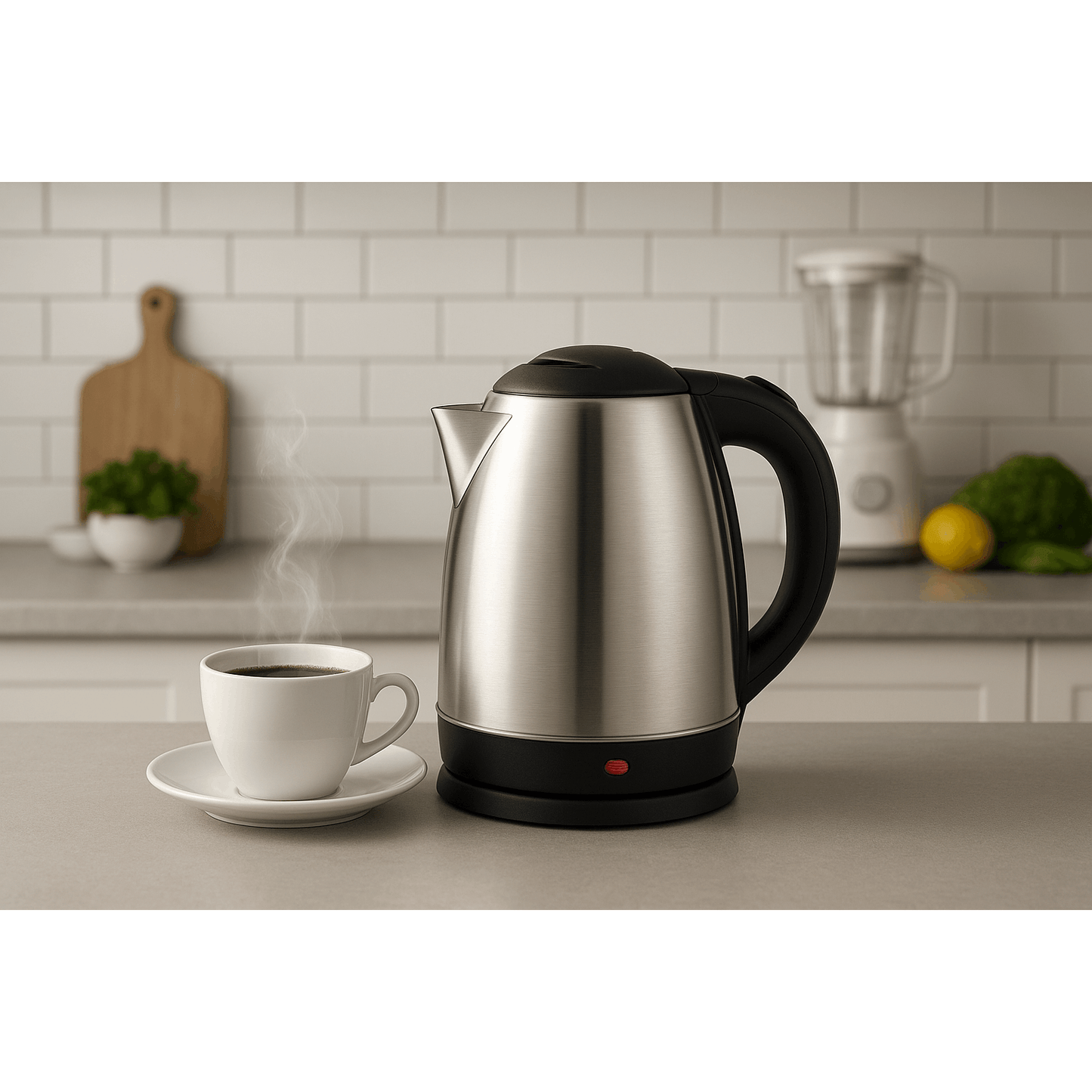 Bollitore Elettrico Compatto da 1 Litro in Acciaio Inossidabile 1350w – Design Ergonomico, Spegnimento Automatico, Protezione Antisurriscaldamento, Ideale per Viaggi, Ufficio e Cucine Piccole – Disponibile in Finitura Spazzolata o Lucida
