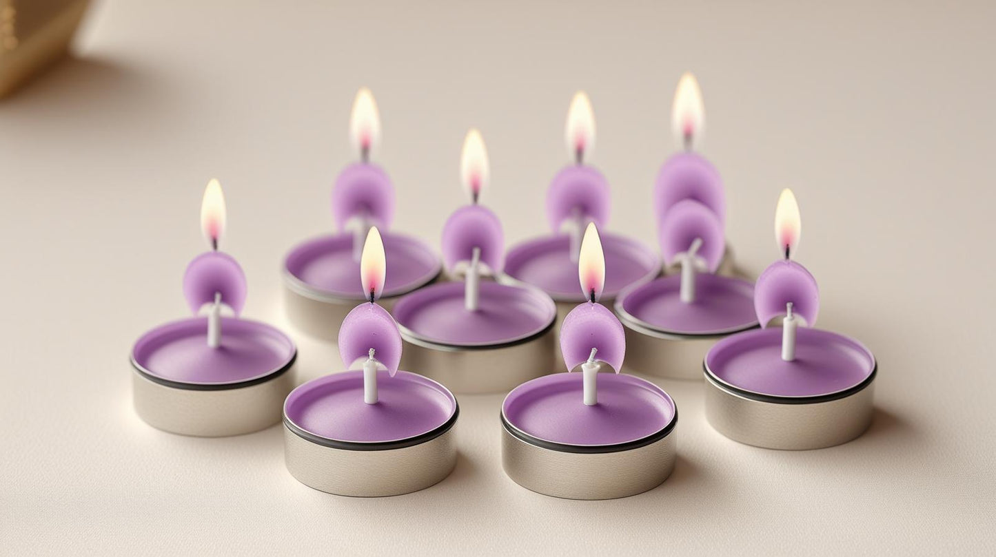 Mini Candele Profumate Decorative 3,5 cm – Kit da 20/30/50/100 Pezzi | Candele per Bomboniere, Eventi e Casa – Limone, Lavanda, Caffè, Rosa