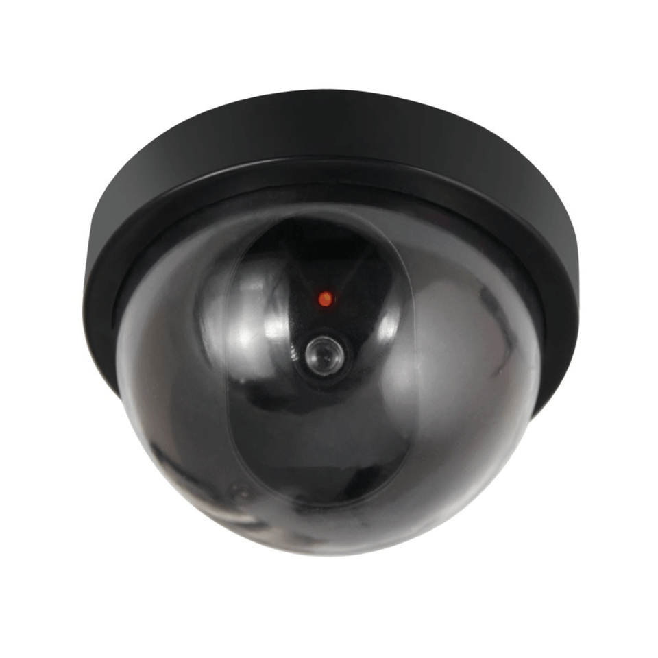 Telecamera Dome Finta con LED Rosso Lampeggiante | Simulatore di Videosorveglianza Realistica da Interno ed Esterno | Sistema di Sicurezza Fittizio a Batteria per Casa, Ufficio e Negozi