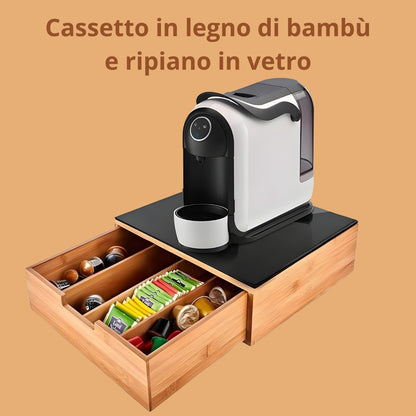 Porta Cialde in Bambù con Cassetto – Organizer Elegante per Cialde, Capsule e Tisane