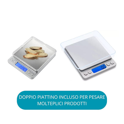 Bilancino di Precisione Digitale 0.1g–3000g con Display LCD, Funzione Tara, Multimisura g/oz/ct – Bilancia Professionale per Cucina, Gioielli, Laboratorio e Diete