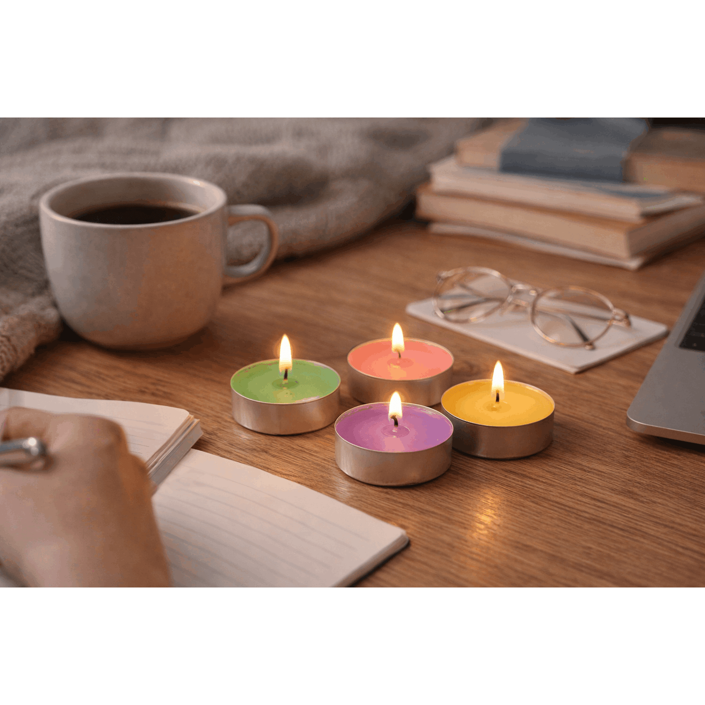 Mini Candele Profumate Decorative 3,5 cm – Kit da 20/30/50/100 Pezzi | Candele per Bomboniere, Eventi e Casa – Limone, Lavanda, Caffè, Rosa