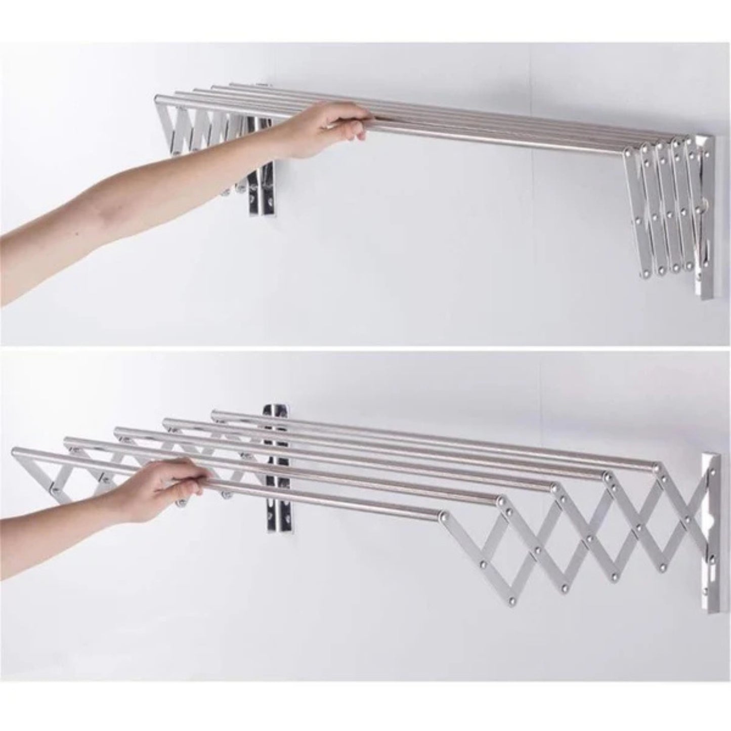Stendibiancheria da Parete Estensibile 80cm in Metallo. Stendino a Muro Salvaspazio Retrattile Pieghevole per Bagno, Balcone e Lavanderia. Resistente e Antiruggine. Design Compatto Ideale per Piccoli Spazi.