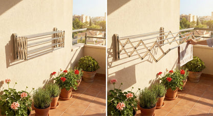 Stendibiancheria da Parete Estensibile 80cm in Metallo. Stendino a Muro Salvaspazio Retrattile Pieghevole per Bagno, Balcone e Lavanderia. Resistente e Antiruggine. Design Compatto Ideale per Piccoli Spazi.