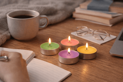 Mini Candele Profumate Decorative 3,5 cm – Kit da 20/30/50/100 Pezzi | Candele per Bomboniere, Eventi e Casa – Limone, Lavanda, Caffè, Rosa