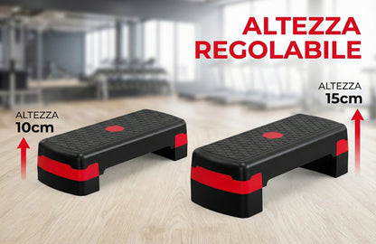 Step Aerobico Regolabile a 2 Livelli - Pedana Fitness Antiscivolo
