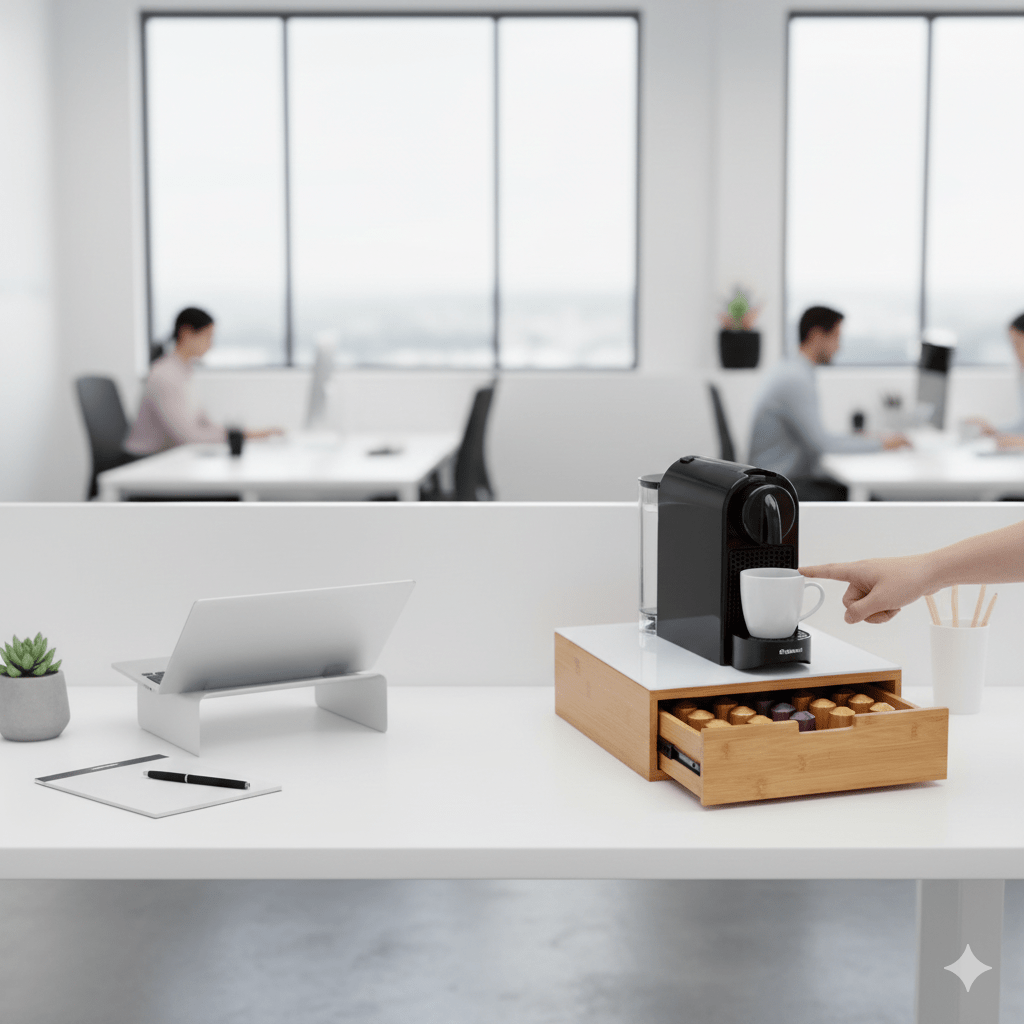 Porta Cialde in Bambù con Cassetto – Organizer Elegante per Cialde, Capsule e Tisane